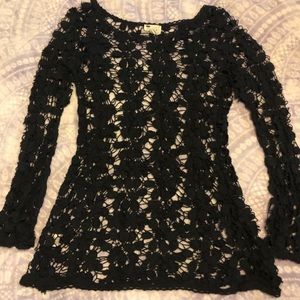 Black flower cage long sleeve